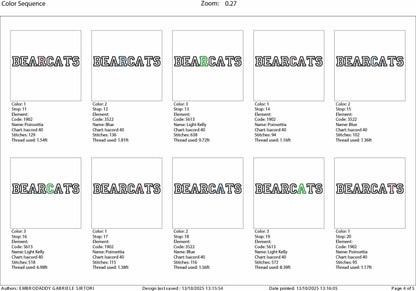 Machine Embroidery files, Bearcats appliqué, sport, PES, xxx, hus & more, fan embroidery files