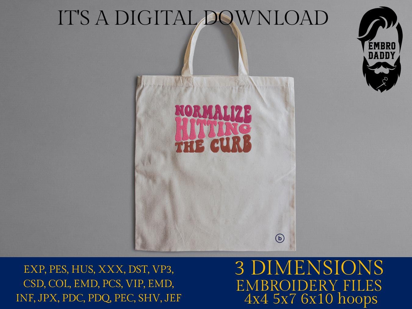 Machine Embroidery files, Normalize Hitting The Curb, funny car, PES, xxx, hus & more
