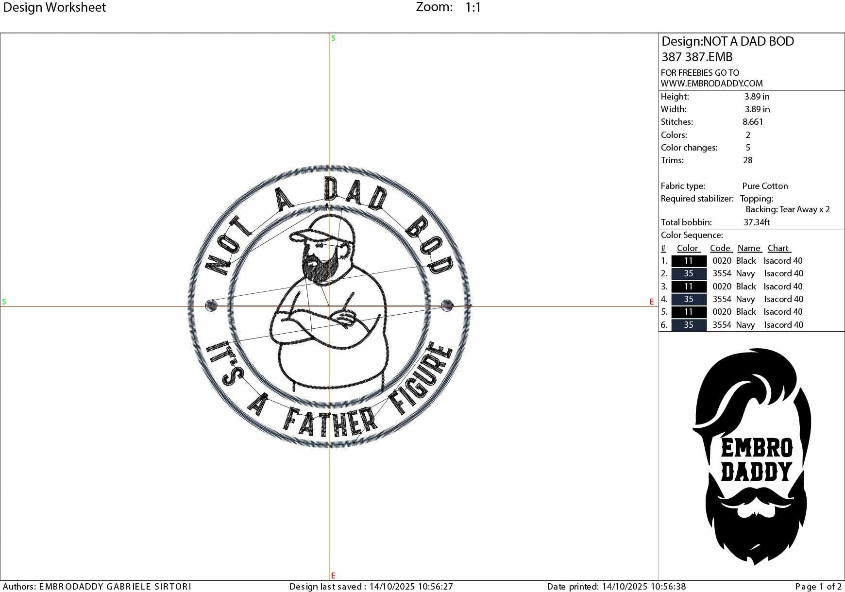 Machine Embroidery files, It's Not a Dad Bod It's a Father Figure, Funny, Sarcastic, Snarky, Adult, DST PES, hus & more