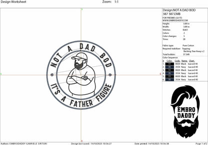 Machine Embroidery files, It's Not a Dad Bod It's a Father Figure, Funny, Sarcastic, Snarky, Adult, DST PES, hus & more