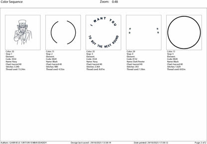 Machine Embroidery files, Uncle Sam “ Want You to Buy the Next Round”, drink Humor Design, drinking, PES, DST, xxx, hus and more