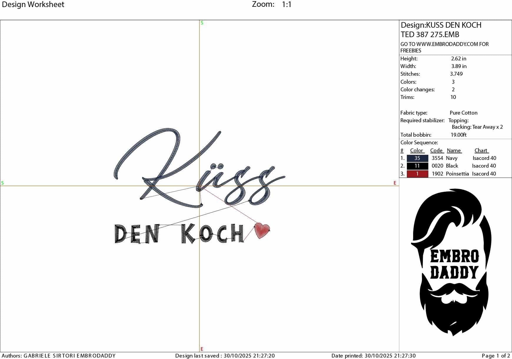Machine Embroidery files, Küss den koch, German cooking saying, PES, xxx, hus & more