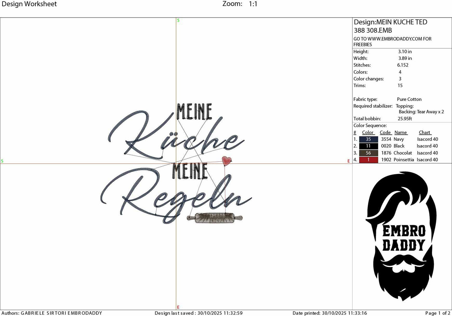 Machine Embroidery files, meine Küche meine regeln, German cooking saying, PES, xxx, hus & more