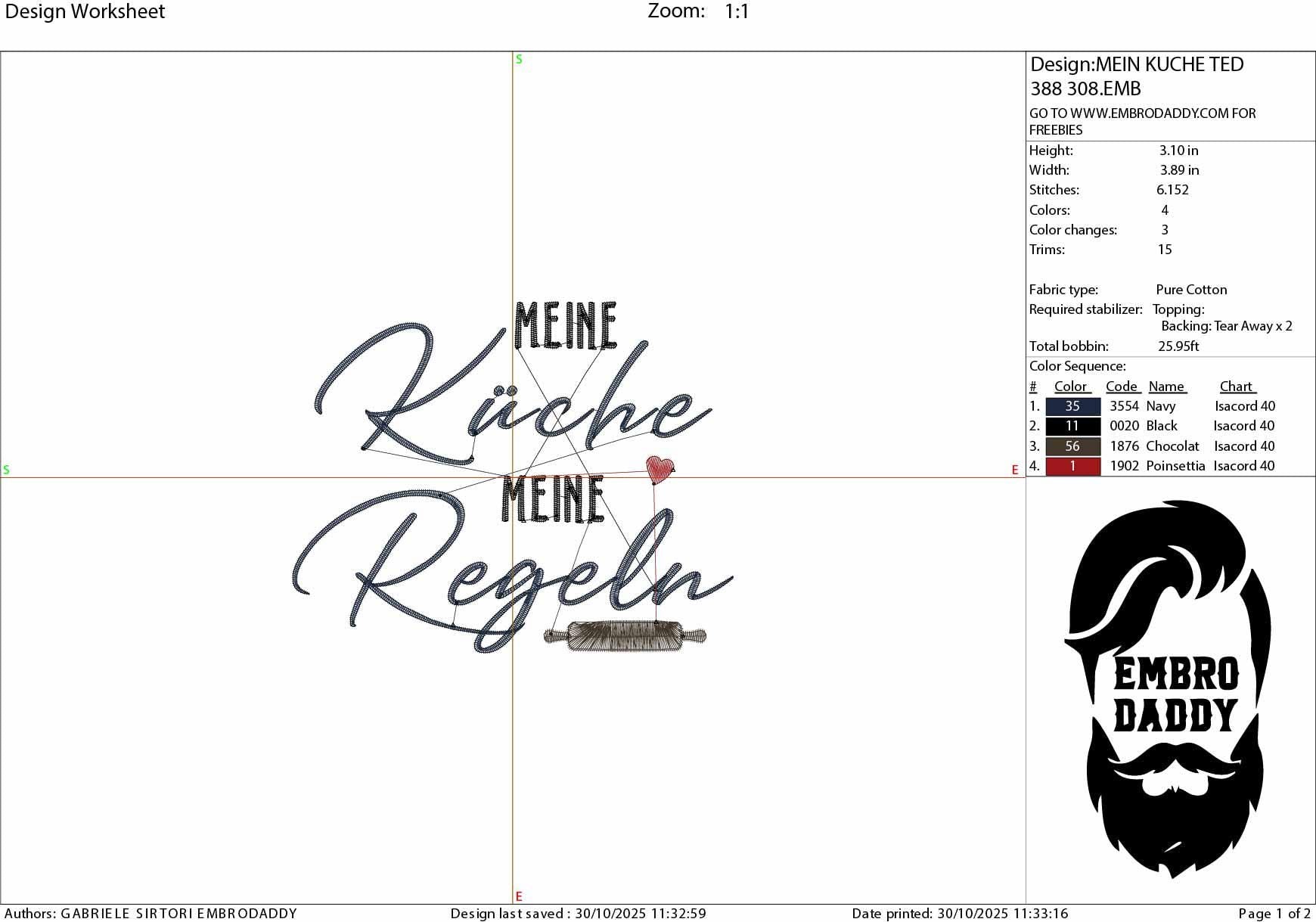 Machine Embroidery files, meine Küche meine regeln, German cooking saying, PES, xxx, hus & more