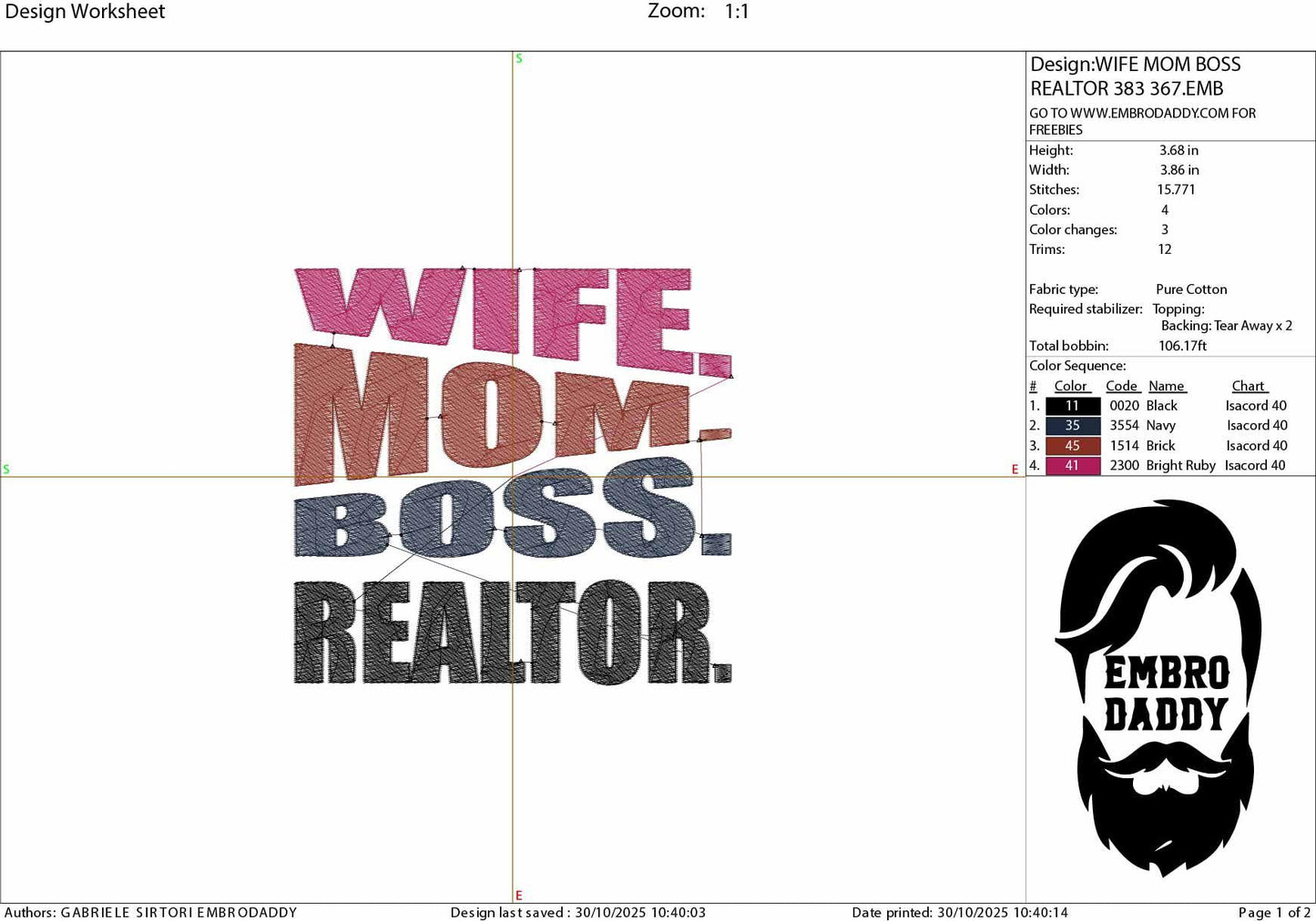 Machine Embroidery files, Wife, mom, boss, realtor, real estate AGENT, property asset PES, dst xxx, hus & more