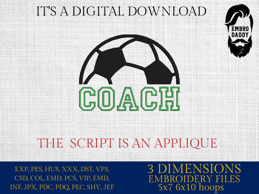 Machine Embroidery files, coach appliqué, soccer, PES, xxx, hus & more, fan embroidery files