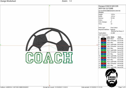 Machine Embroidery files, coach appliqué, soccer, PES, xxx, hus & more, fan embroidery files