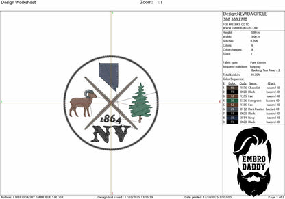 Machine Embroidery files, Nevada, est 1864, DST, PES, xxx hus & more