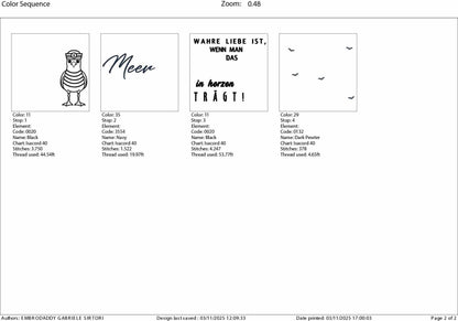 Machine Embroidery files, Wahre Liebe ist, wenn man das Meer im Herzen trägt!, German Nautical, PES, xxx, hus & more