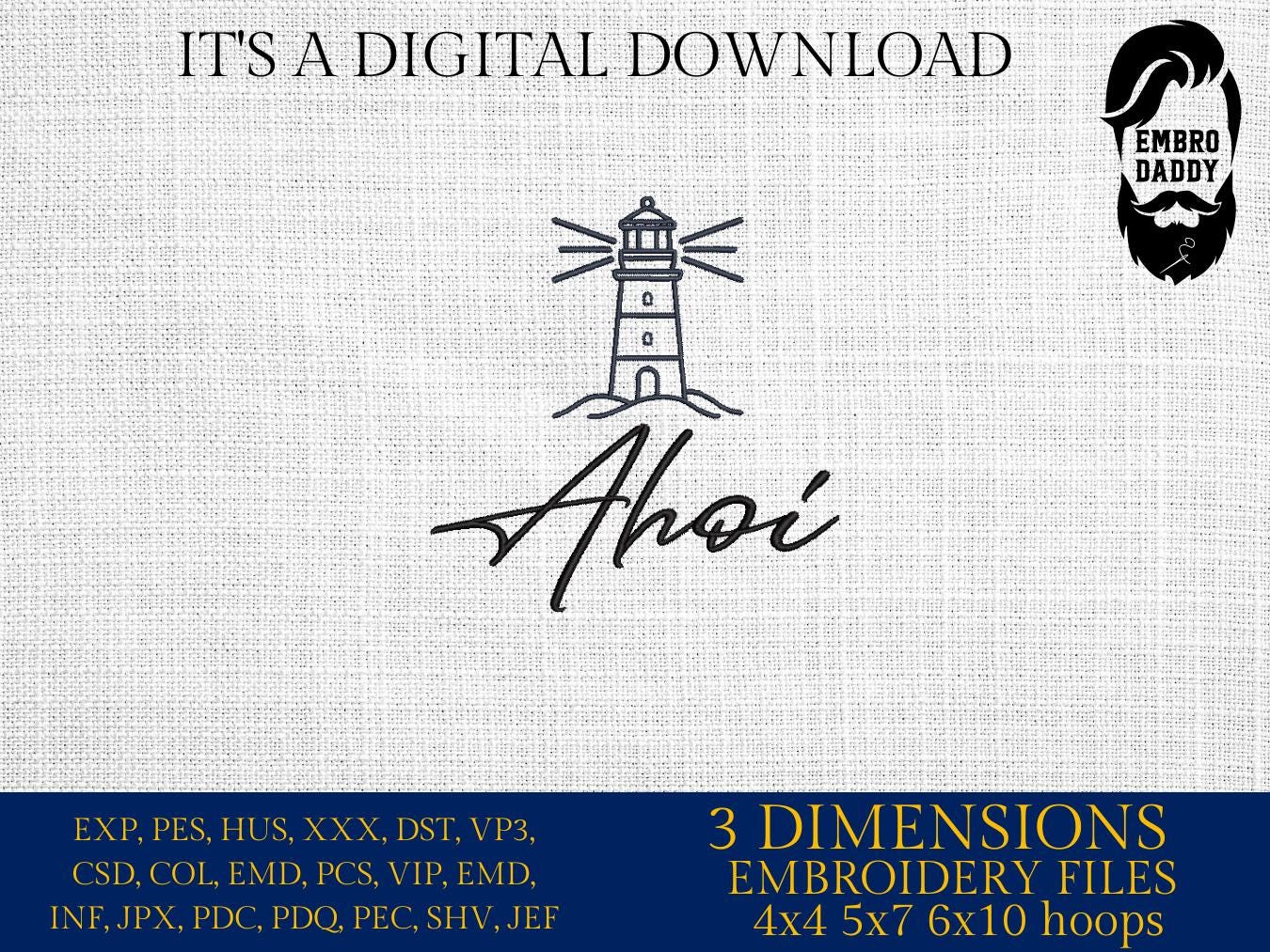 Machine Embroidery files, Ahoi, German Nautical, PES, xxx, hus & more