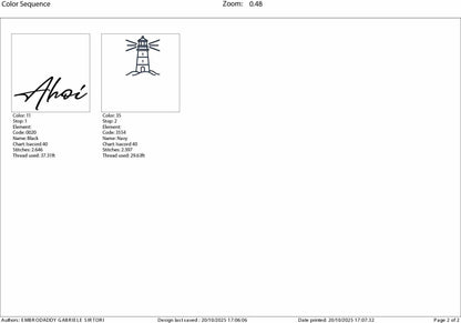 Machine Embroidery files, Ahoi, German Nautical, PES, xxx, hus & more