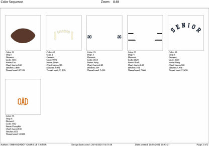 Machine Embroidery files, Senior dad football 2026, sport, PES, xxx, hus & more, fan embroidery files