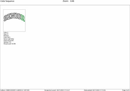 Machine Embroidery files, Senior 2026 Applique Embroidery Designs, School Embroidery Pattern, 5 Sizes, PES, xxx, hus & more