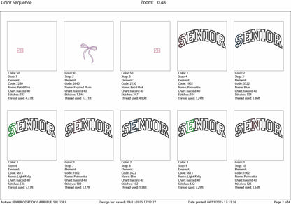 Machine Embroidery files, Senior 2026 Applique Embroidery Designs, School Embroidery Pattern, 5 Sizes, PES, xxx, hus & more