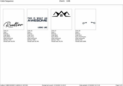 Machine Embroidery files, this is how an awesome realtor looks like, real estate AGENT, property asset PES, dst xxx, hus & more