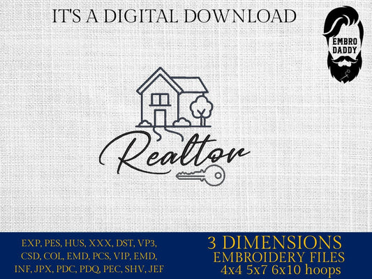 Machine Embroidery files, realtor , real estate AGENT, property asset PES, dst xxx, hus & more