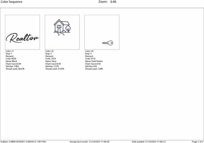 Machine Embroidery files, realtor , real estate AGENT, property asset PES, dst xxx, hus & more