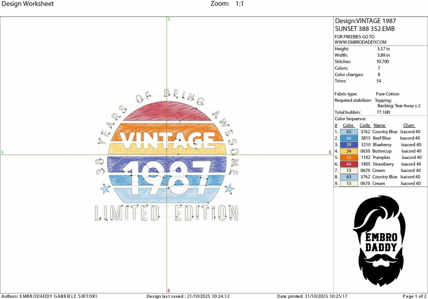 Machine Embroidery files, 1987, 38 year of being awesome, limited edition, birthday funny, PES, xxx, hus & more