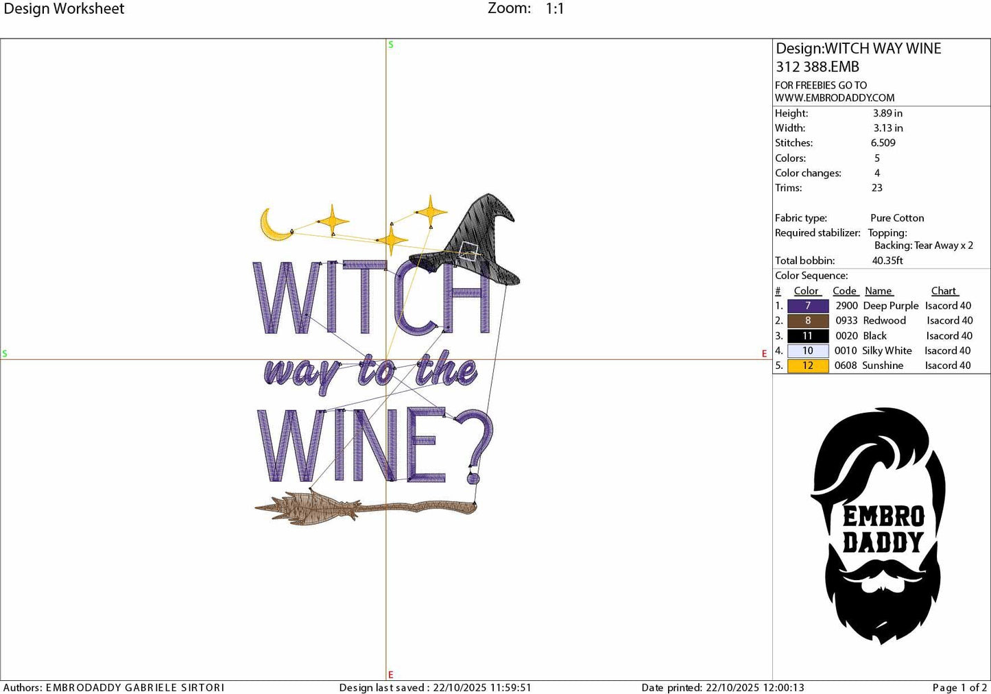 Machine Embroidery, Halloween, Witch Way To The Wine, Witchy, Funny Wine Halloween, Fall, Funny, PES, DST, xxx, hus and more