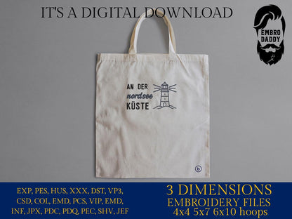 Machine Embroidery files, An den nordsee küste, German Nautical, PES, xxx, hus & more