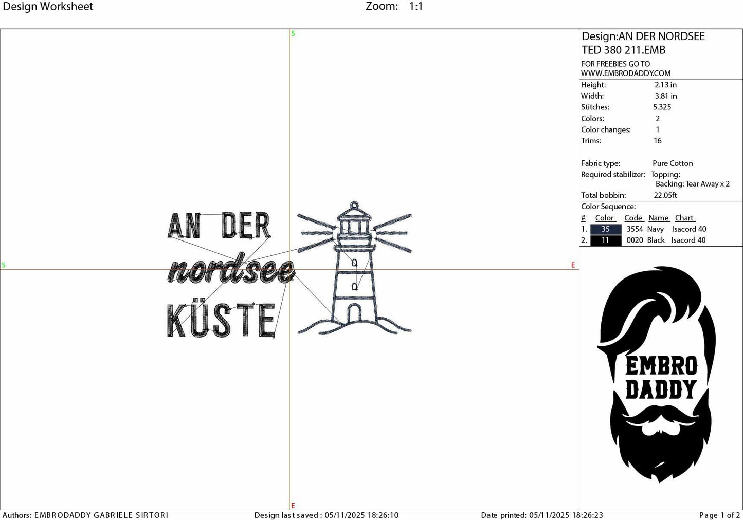Machine Embroidery files, An den nordsee küste, German Nautical, PES, xxx, hus & more