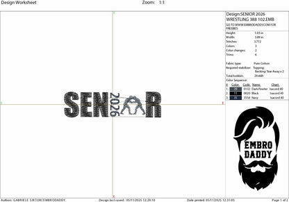 Machine Embroidery files, wrestling, Senior 2026, PES, xxx, hus & more