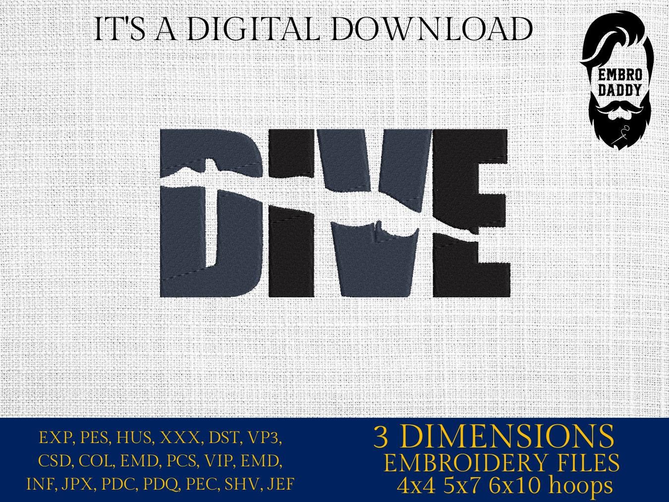 Machine Embroidery files, Dive, Swim Teams, Coaches, Parents, PES, DST, xxx, hus & more