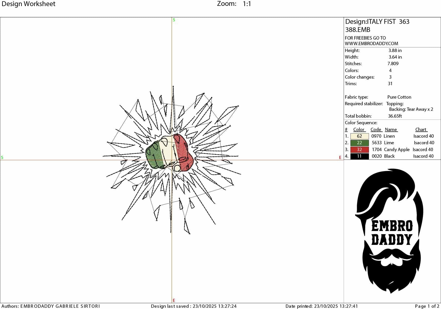 Machine Embroidery, Italy, Italian, Fist, Punch, Break Wall, Flag, Country, Nation, embroidery files, PES, xxx, hus & more
