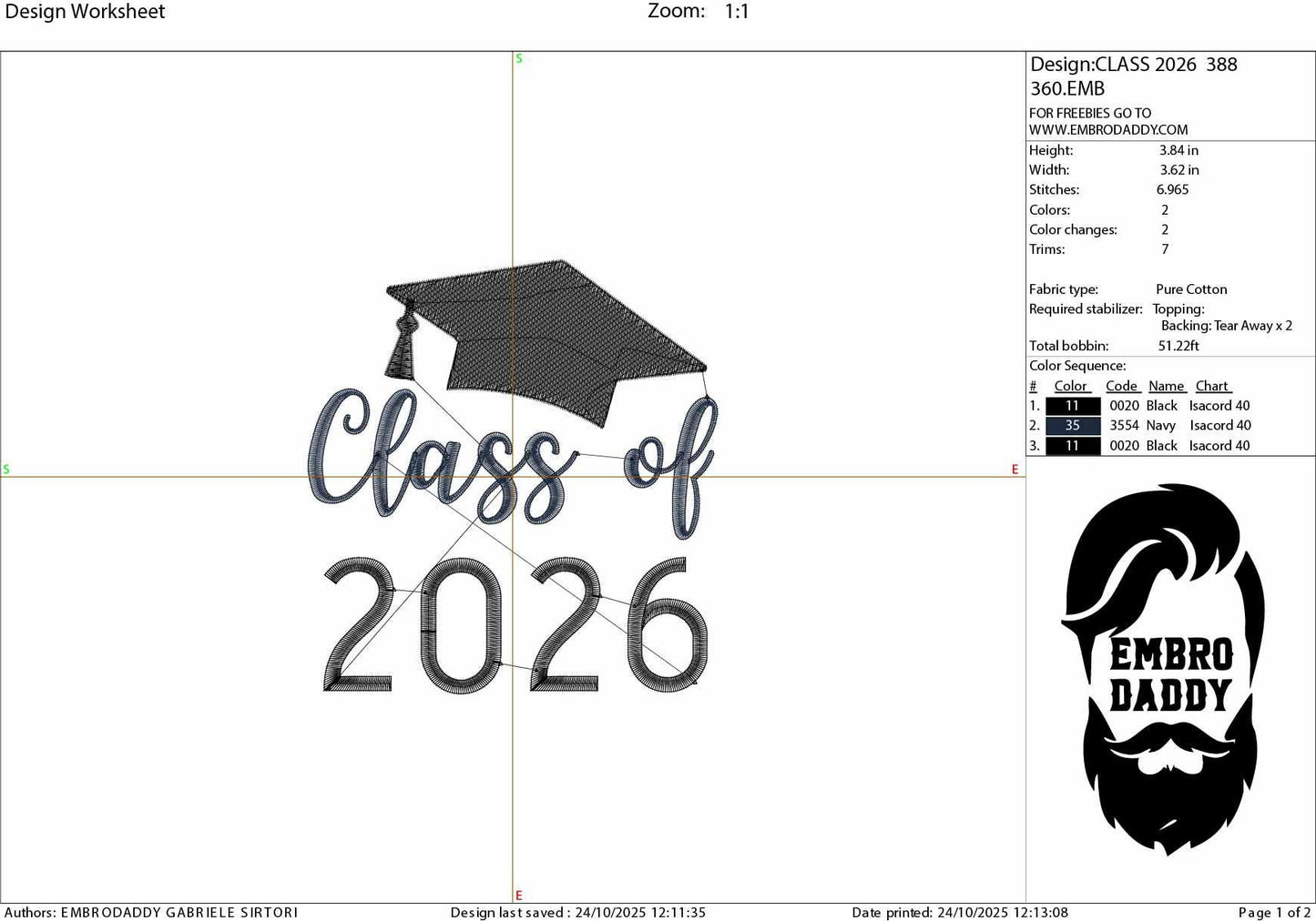 Machine Embroidery files, Senior class of 2026, PES, DST, xxx, hus & more