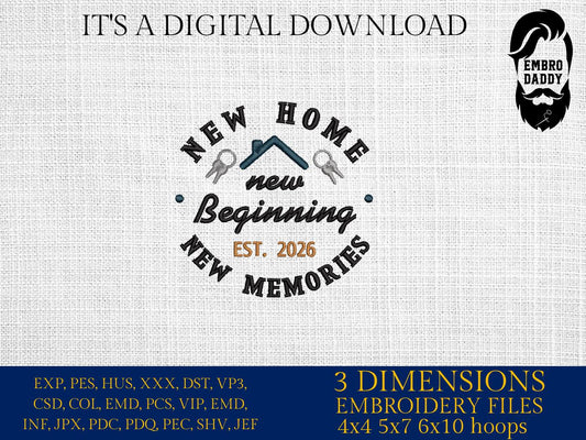 Machine Embroidery files, New Home new Beginning 2026, PES, xxx, hus & more, embroidery files