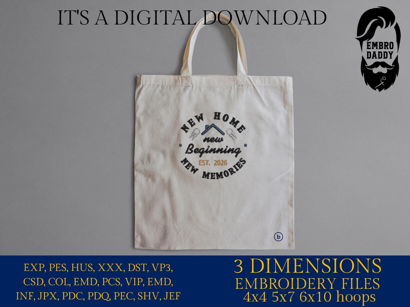 Machine Embroidery files, New Home new Beginning 2026, PES, xxx, hus & more, embroidery files