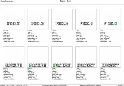 Machine Embroidery files, applique', Field Hockey Sticks, Ball Split, Players, sport, PES, xxx, hus & more