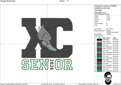 Machine Embroidery files, applique', Letters "XC" Standing for Cross Country with Winged Track Shoe, sport, PES, xxx, hus & more