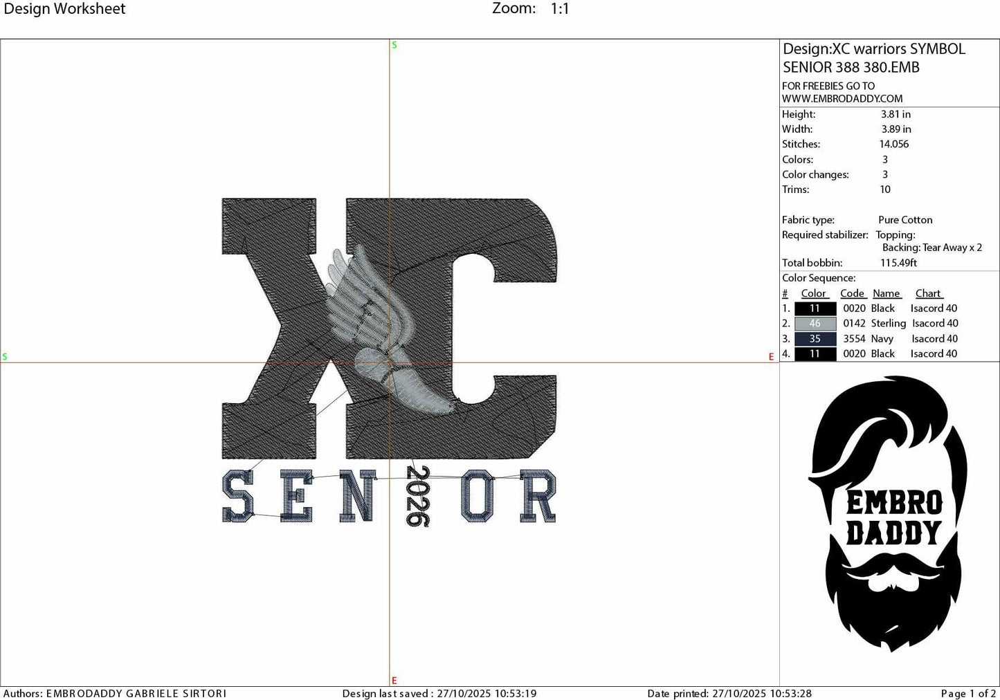 Machine Embroidery files, Cross country, Senior 2026, XC, PES, xxx, hus & more, fan embroidery files