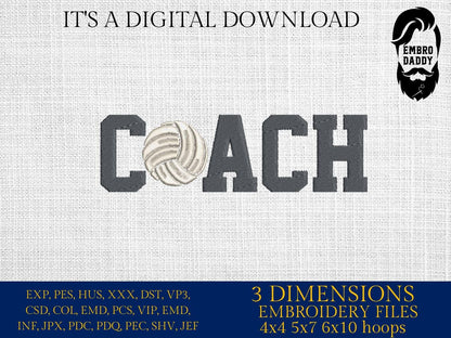 Machine Embroidery files, coach, volleyball, sport, PES, xxx, hus & more, fan embroidery files
