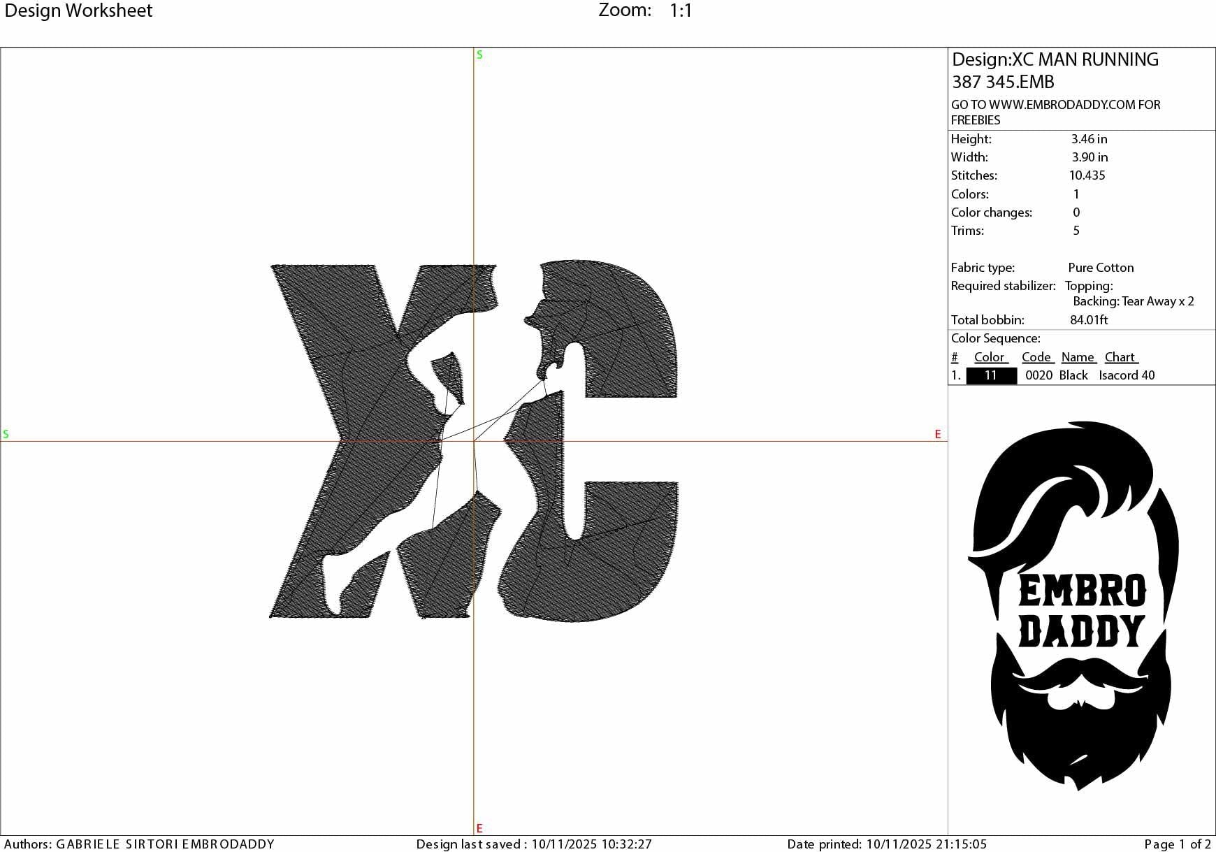 Machine Embroidery files, Cross country, man running, XC, PES, dst, xxx, hus & more