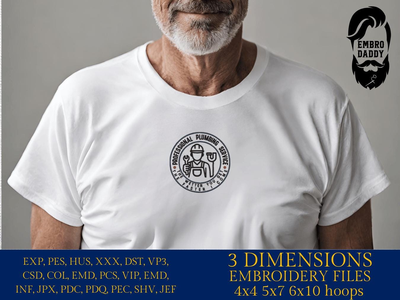 Machine Embroidery files, Professional Plumbing Service, Funny Plumber Humor, PES, xxx, hus & more