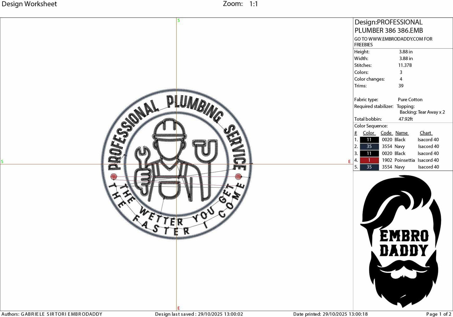 Machine Embroidery files, Professional Plumbing Service, Funny Plumber Humor, PES, xxx, hus & more