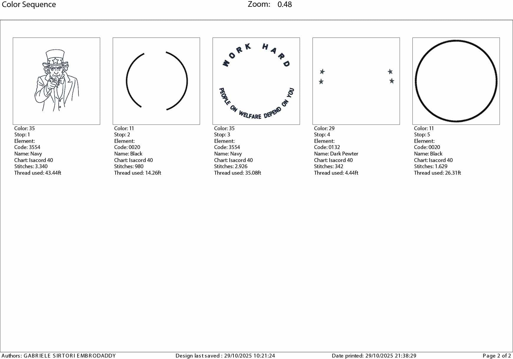 Machine Embroidery files, Uncle Sam “Work Hard”, Welfare Humor Design, Conservative, PES, DST, xxx, hus and more