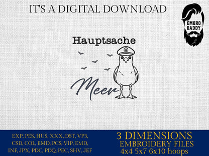 Machine Embroidery files, Hauptsache meer, German Nautical, PES, xxx, hus & more
