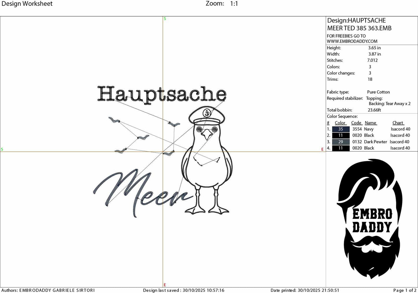 Machine Embroidery files, Hauptsache meer, German Nautical, PES, xxx, hus & more
