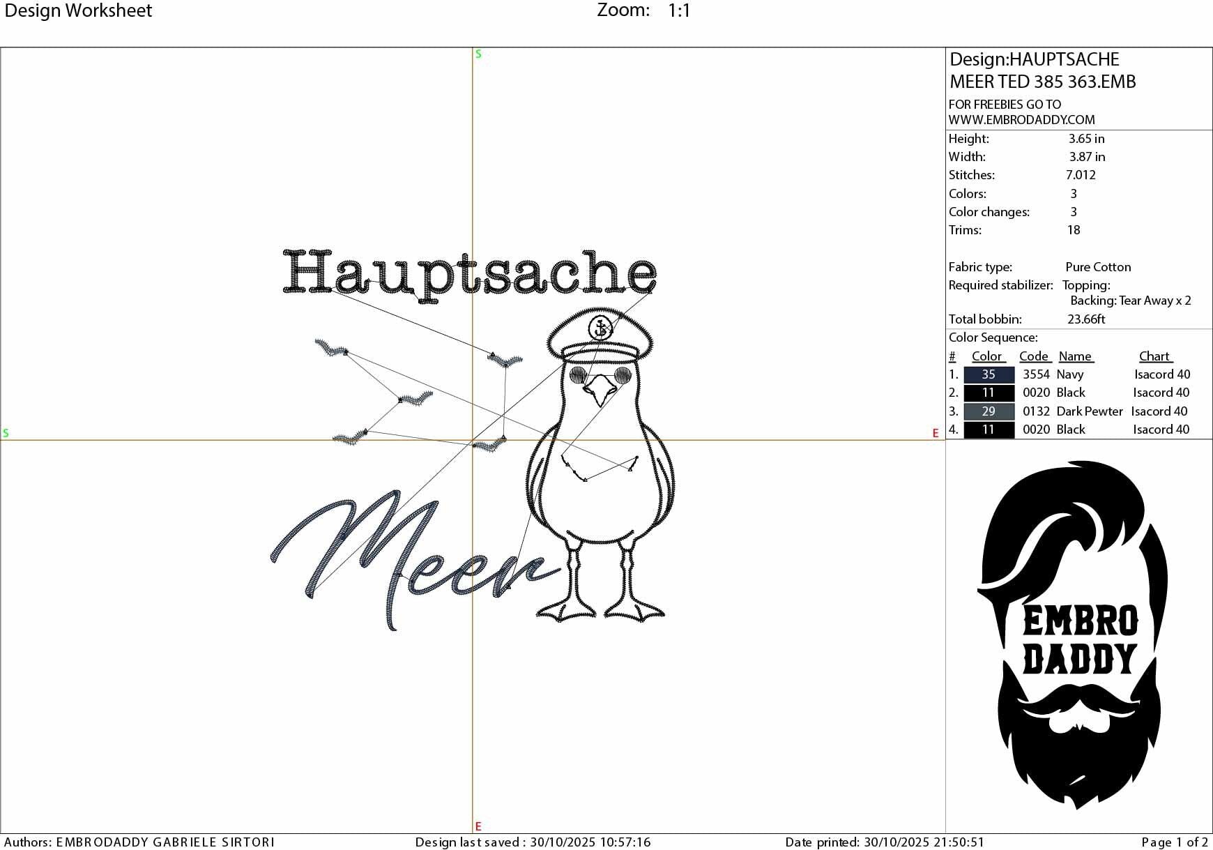 Machine Embroidery files, Hauptsache meer, German Nautical, PES, xxx, hus & more