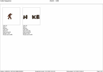 Machine Embroidery files, hike, Bigfoot, PES, DST, xxx, hus & more