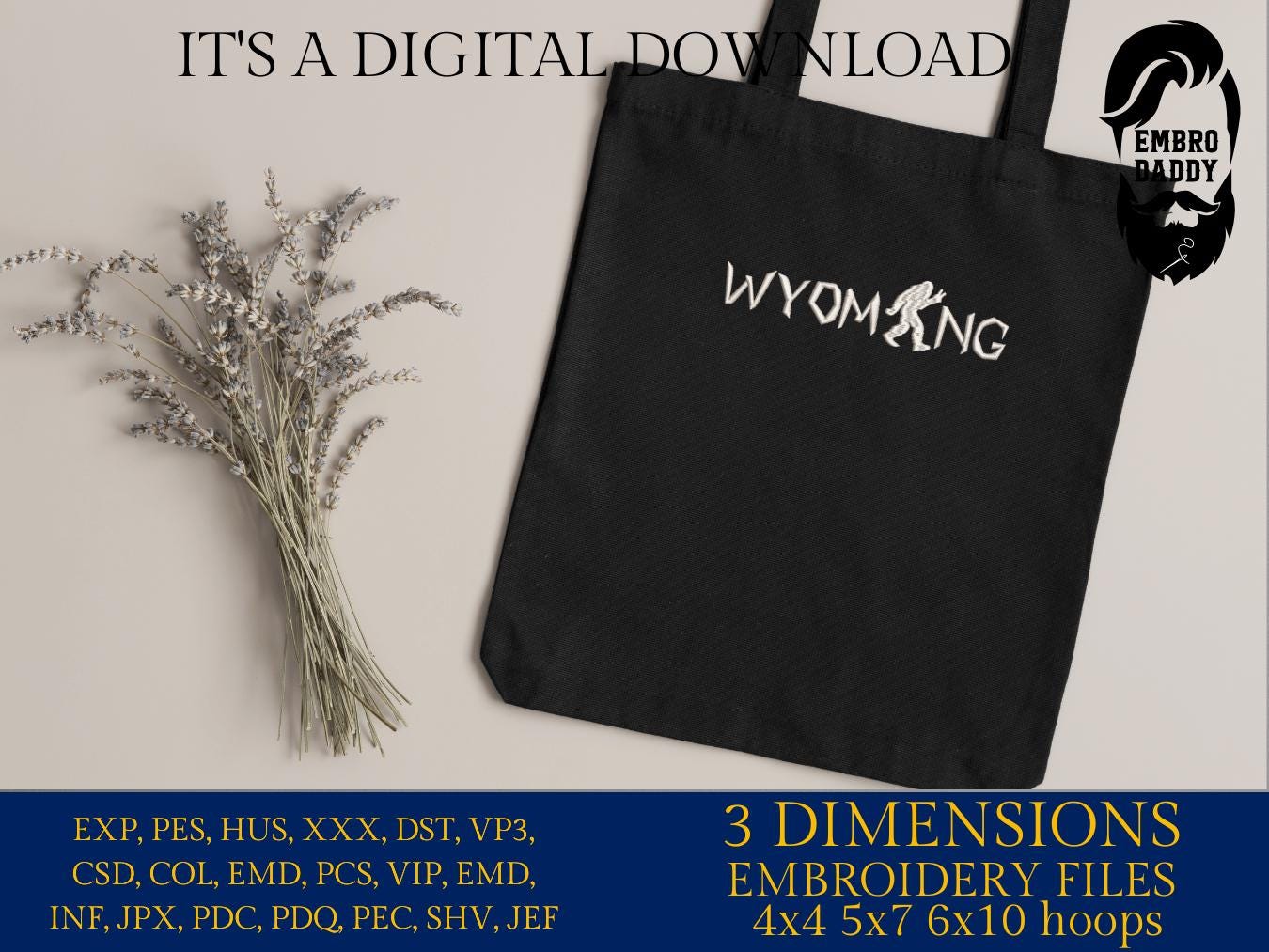Machine Embroidery files, Wisconsin, Bigfoot, DST, PES, xxx hus & more
