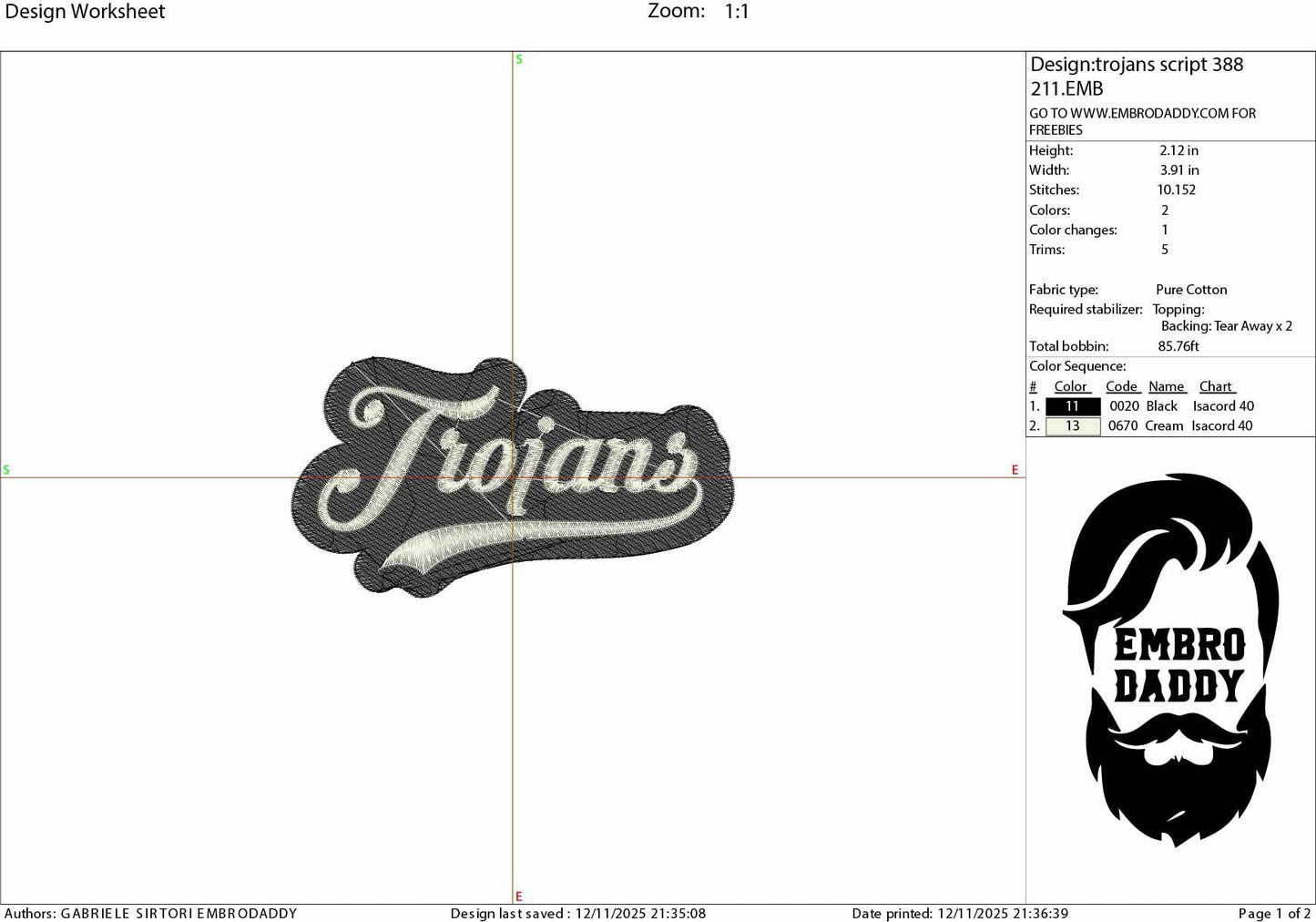 Machine Embroidery files, "Trojans" Team Name, Swoosh, PES, xxx, hus & more