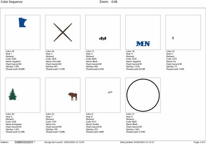 Machine Embroidery files, Minnesota est 1858, DST, PES, xxx hus & more