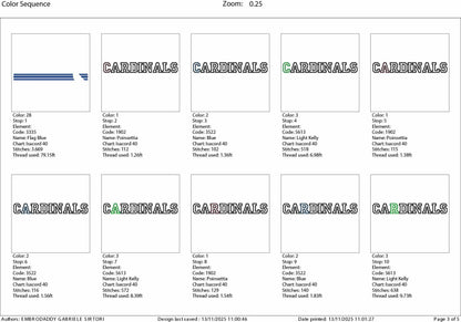 Machine Embroidery files, Cardinals appliqué, sport, PES, xxx, hus & more, fan embroidery files
