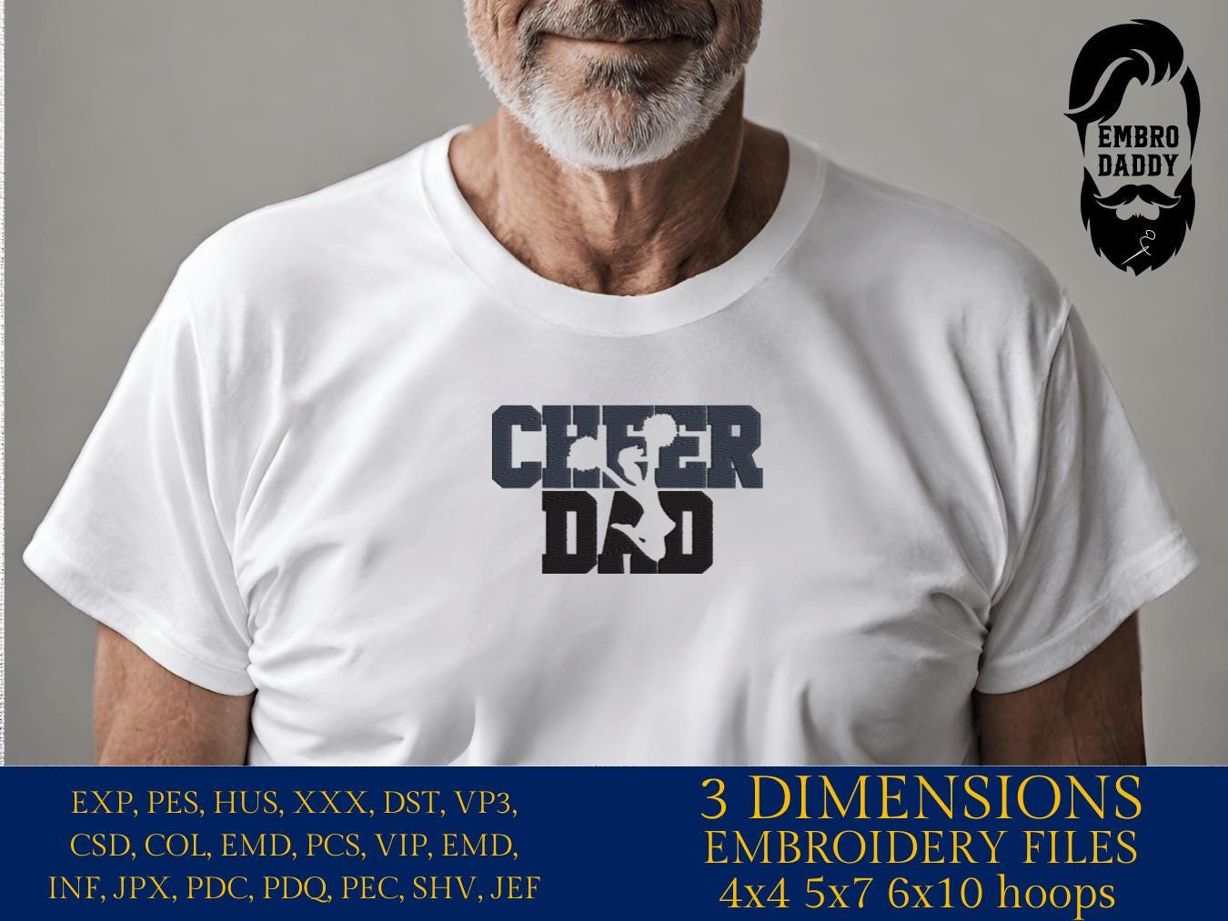 Machine Embroidery files, cheer dad, PES, xxx, hus & more