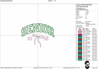 Machine Embroidery files, Senior 2026 Applique Embroidery Designs, School Embroidery Pattern, 5 Sizes, PES, xxx, hus & more
