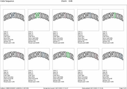 Machine Embroidery files, Senior 2026 Applique Embroidery Designs, School Embroidery Pattern, 5 Sizes, PES, xxx, hus & more